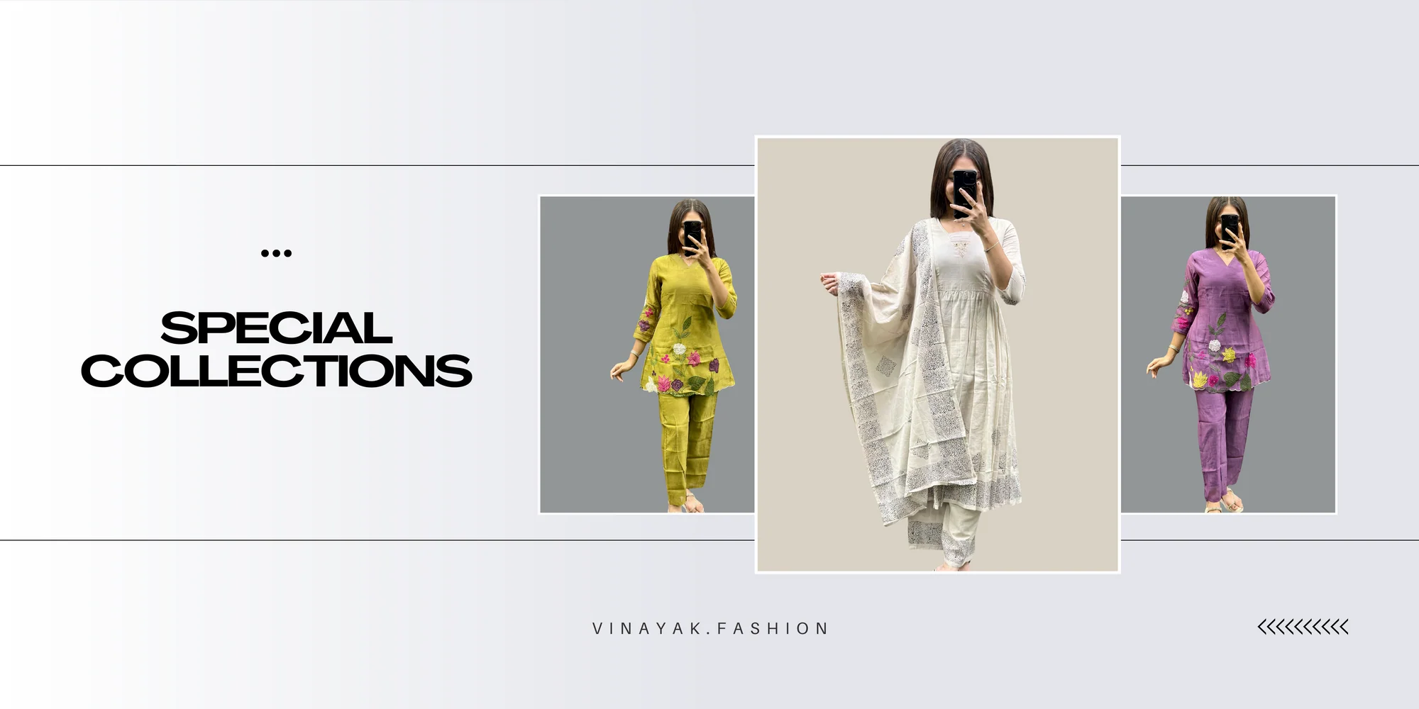 white grey modern fashion sale photo collage banner